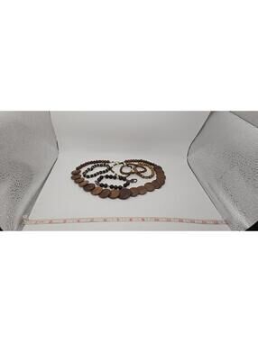 Set of 6 Wooden Beaded Necklace and Bracelets Bohemian